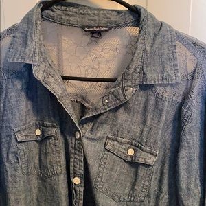 Long sleeve button up denim top